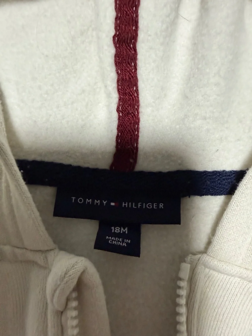 Tommy Hilfiger Kids 18M White Blue Long Sleeve Half Zip Pullover Sweater Logo